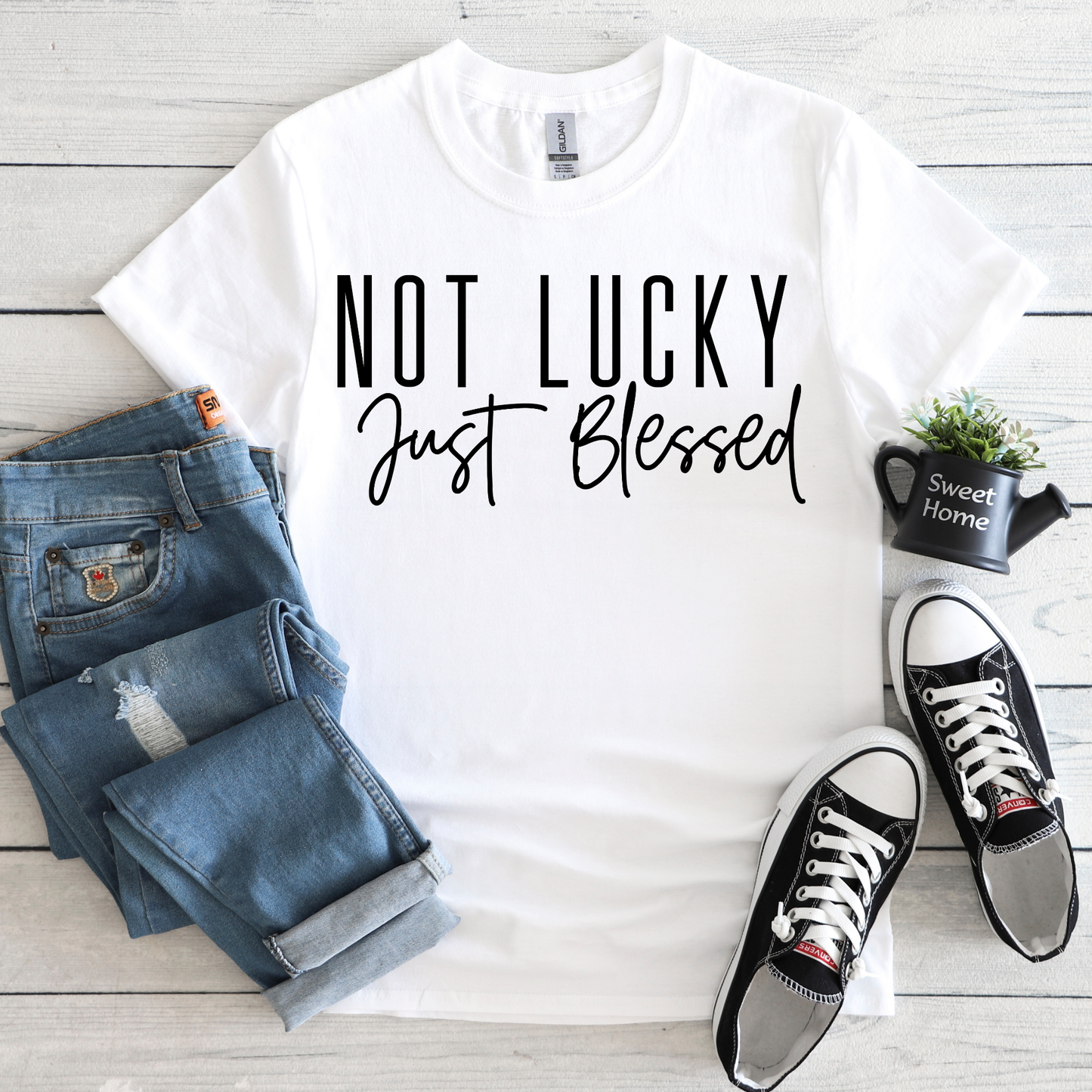 SPEAK LIFE COLLECTION - NOT LUCKY JUST BLESSED TEE