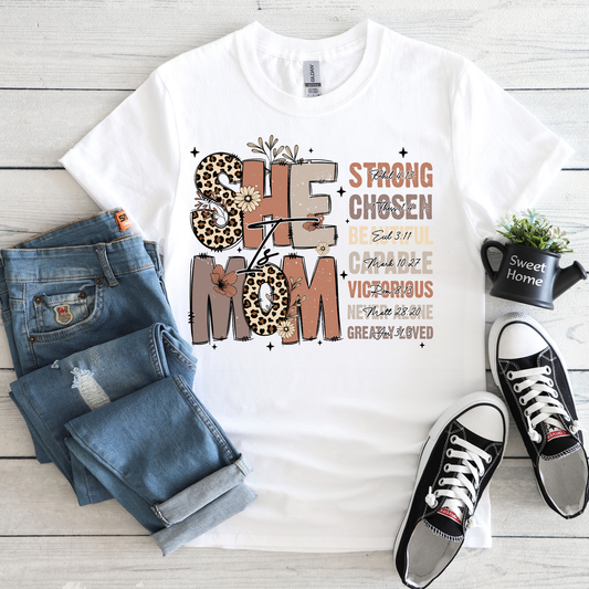 MOTHERHOOD COLLECTION - SHE IS MOM BROWN TEE