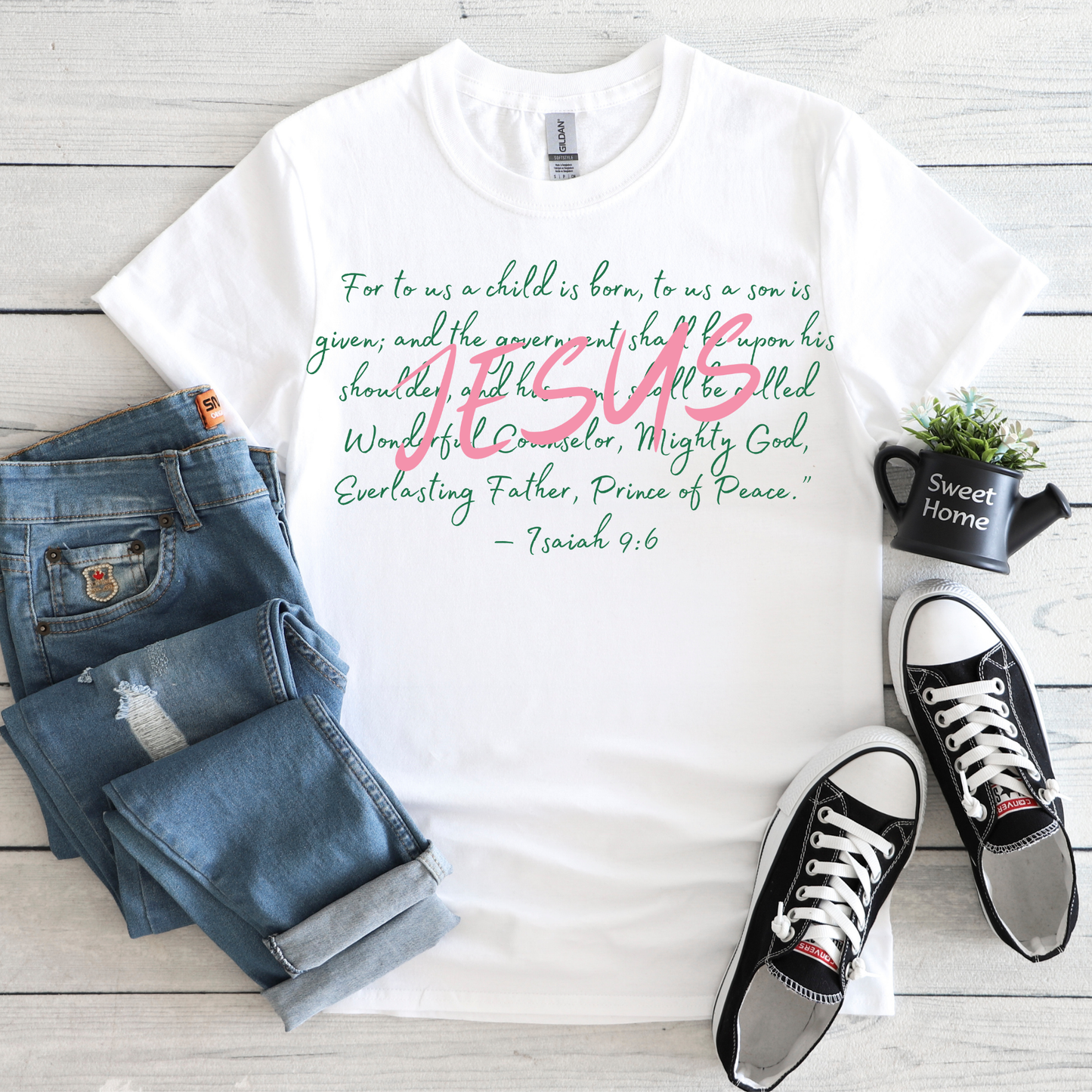 HOLIDAY VIBES - JESUS (PINK/GREEN) TEE