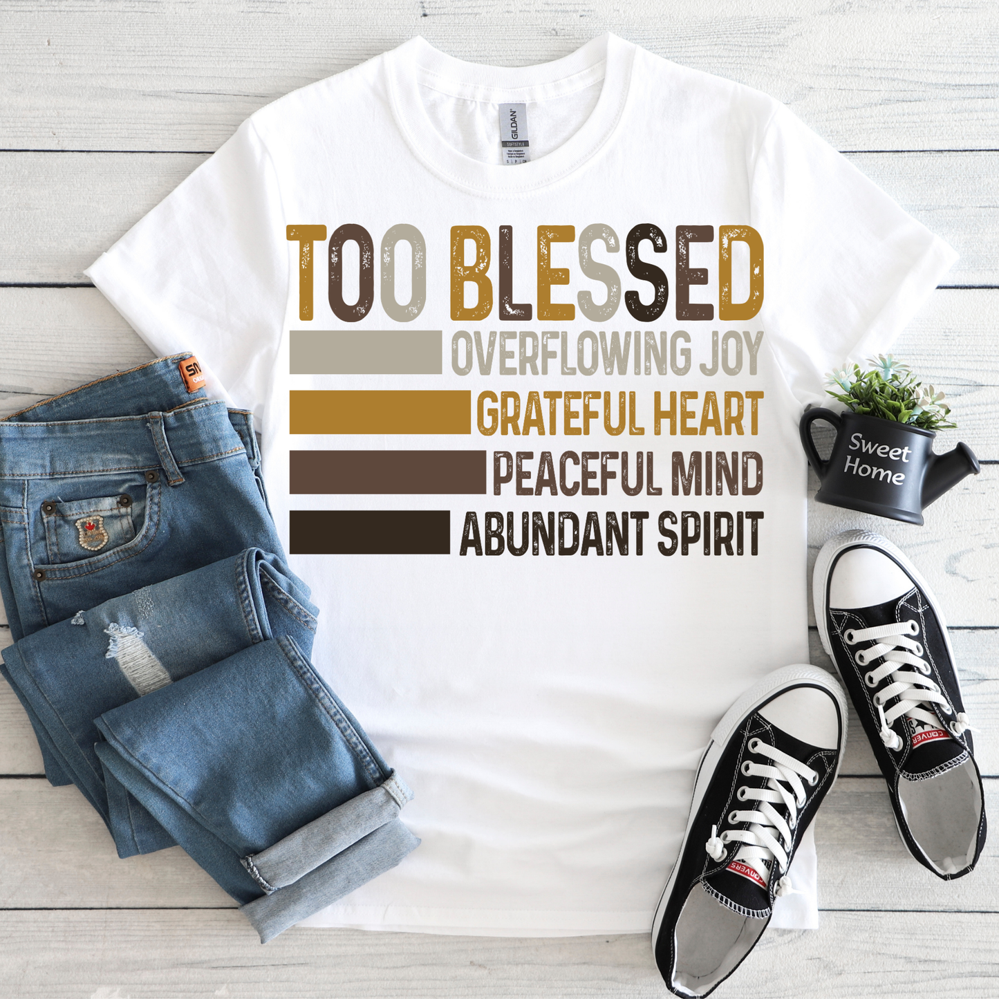 SPEAK LIFE COLLECTION - TOO BLESSED BROWN TEE